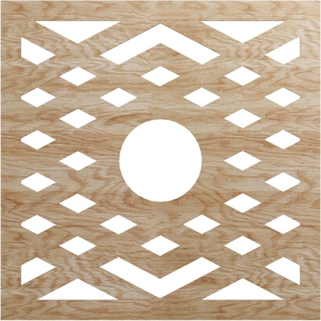 Ekena Millwork Chevron Wood Fretwork Pierced Ceiling Medallion, Red Oak, 36"OD x 9 3/8"ID x 1/4"T CMWP36X36X0250CHRO